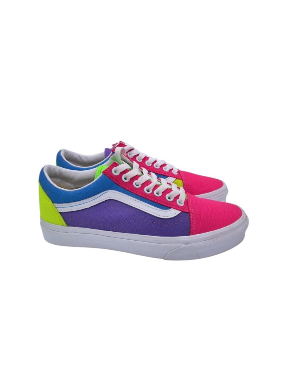Vans Neon Color Block Old Skool Low Top Lace Up Sneakers SZ 8.5 Women
